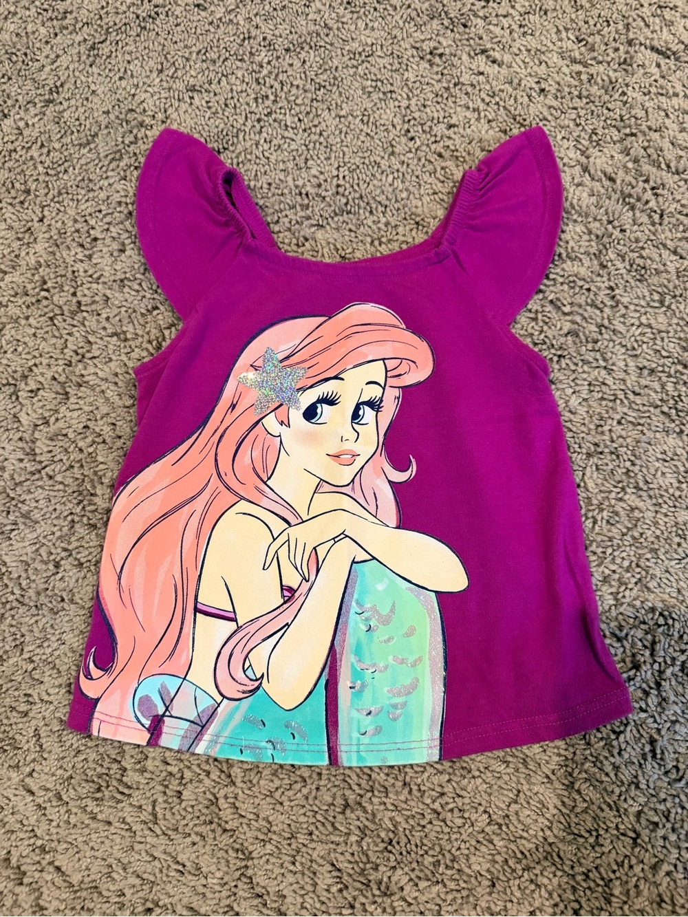 Disney Purple Ariel Graphic Tank with Ruffle Straps